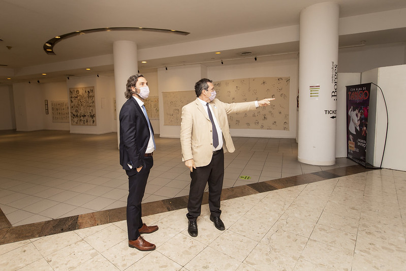 Cafiero y Bauer visitaron el Centro Cultural Borges