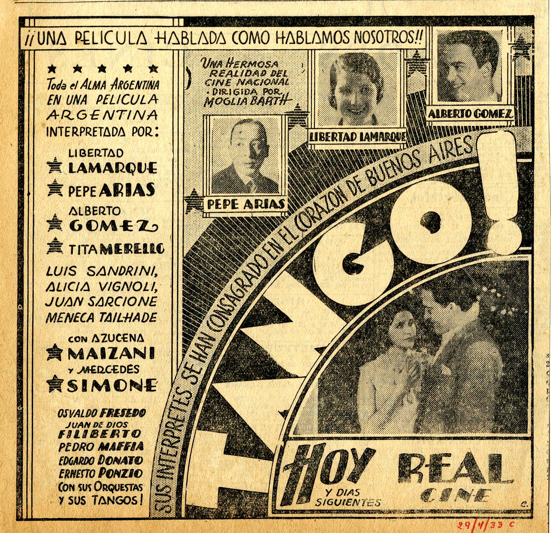 Tango", la primera película sonora argentina, a 87 años de su estreno | Ministerio de Cultura